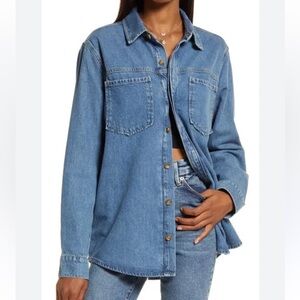 NWT Good American split back denim shirt